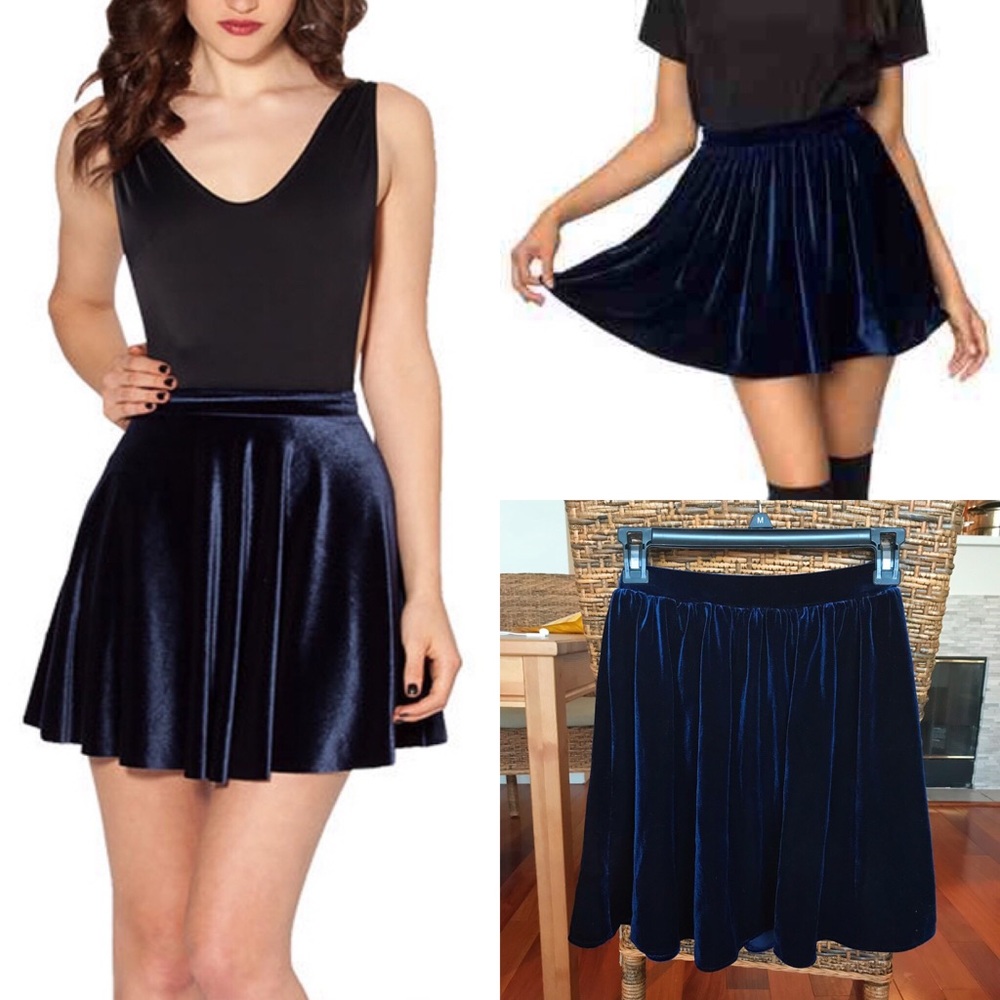 NWT American Apparel Stretch Velvet Skirt Navy